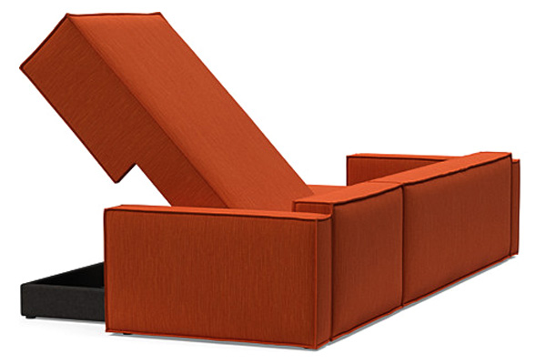 Innovation Living Newilla Sofa Bed With Lounger with Standard Arms - 506 Elegance Paprika