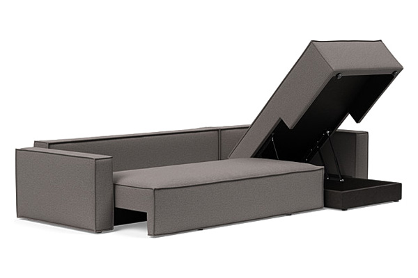 Innovation Living Newilla Sofa Bed With Lounger with Standard Arms - 521 Mixed Dance Grey