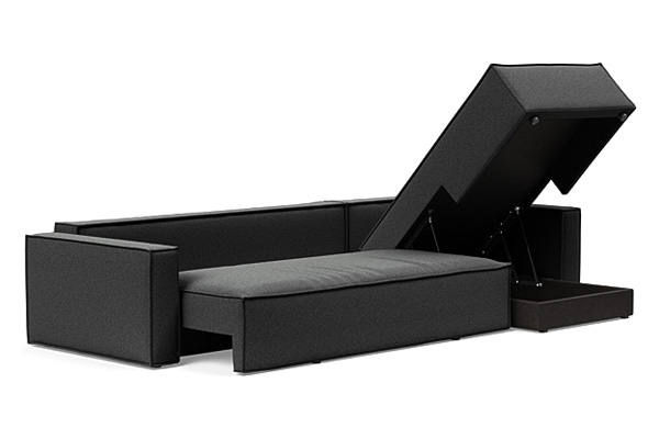 Innovation Living Newilla Sofa Bed With Lounger with Standard Arms - 529 Bouclé Charcoal