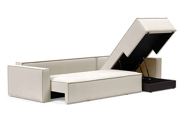 Innovation Living Newilla Sofa Bed With Lounger with Standard Arms - 531 Bouclé Off White