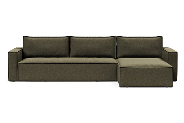 Innovation Living Newilla Sofa Bed With Lounger with Standard Arms - 535 Bouclé Forest Green