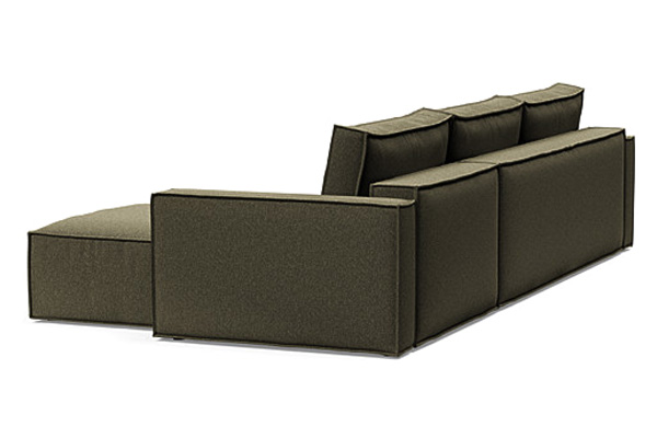 Innovation Living Newilla Sofa Bed With Lounger with Standard Arms - 535 Bouclé Forest Green