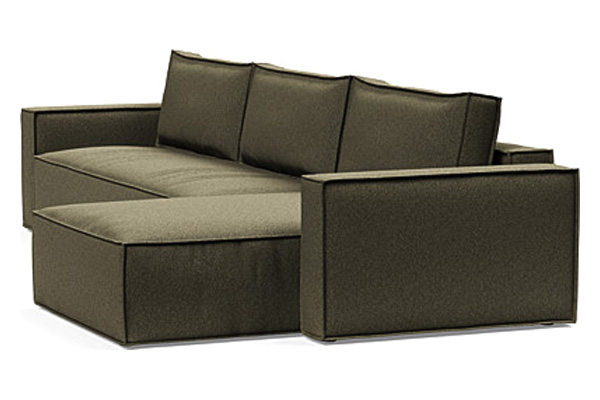 Innovation Living Newilla Sofa Bed With Lounger with Standard Arms - 535 Bouclé Forest Green