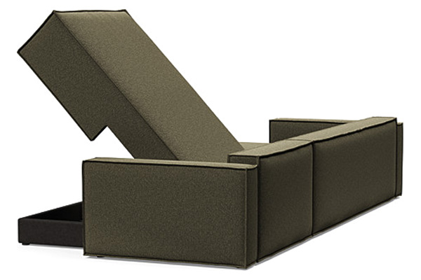 Innovation Living Newilla Sofa Bed With Lounger with Standard Arms - 535 Bouclé Forest Green