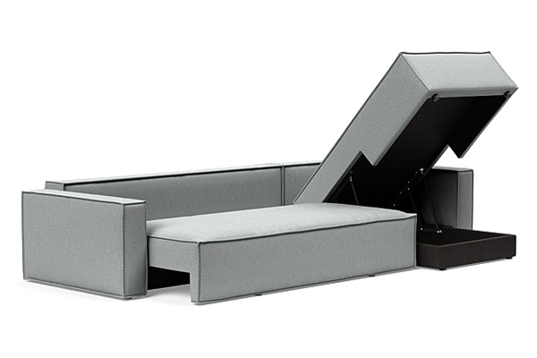 Innovation Living Newilla Sofa Bed With Lounger with Standard Arms - 538 Melange Light Grey