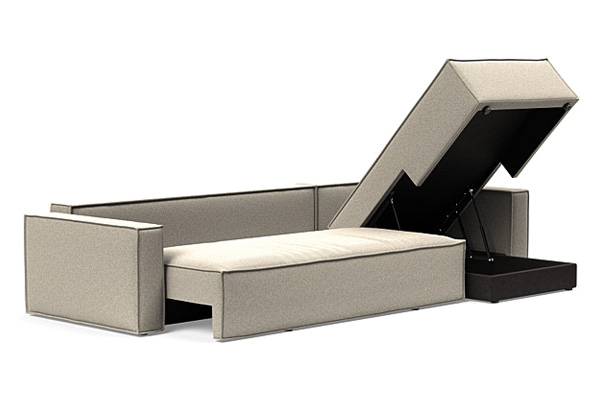 Innovation Living Newilla Sofa Bed With Lounger with Standard Arms - 539 Bouclé Beige