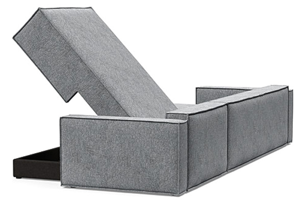 Innovation Living Newilla Sofa Bed With Lounger with Standard Arms - 565 Twist Granite