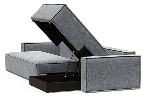 Innovation Living Newilla Sofa Bed With Lounger with Standard Arms - 565 Twist Granite