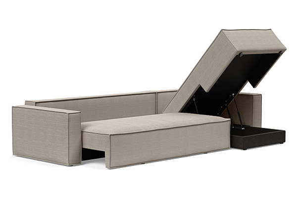 Innovation Living Newilla Sofa Bed With Lounger with Standard Arms - 579 Kenya Gravel