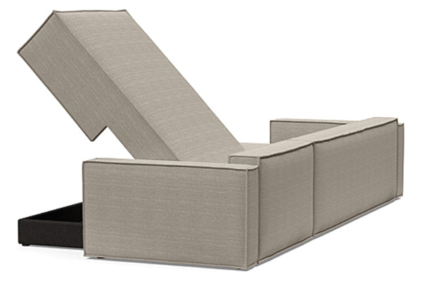 Innovation Living Newilla Sofa Bed With Lounger with Standard Arms - 579 Kenya Gravel