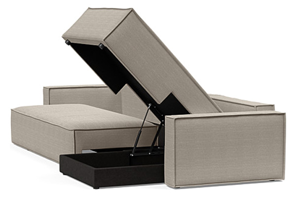 Innovation Living Newilla Sofa Bed With Lounger with Standard Arms - 579 Kenya Gravel