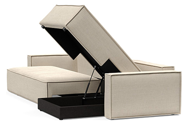 Innovation Living Newilla Sofa Bed With Lounger with Standard Arms - 586 Phobos Latte