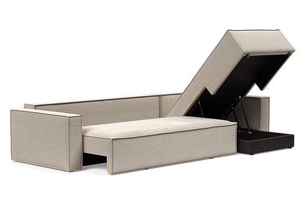 Innovation Living Newilla Sofa Bed With Lounger with Standard Arms - 612 Blida Sand Grey