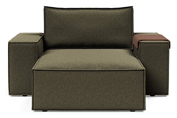 Innovation Living Newilla Lounger Chair with Wide Arms - 535 Bouclé Forest Green