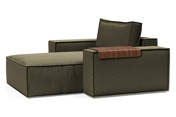 Innovation Living Newilla Lounger Chair with Wide Arms - 535 Bouclé Forest Green