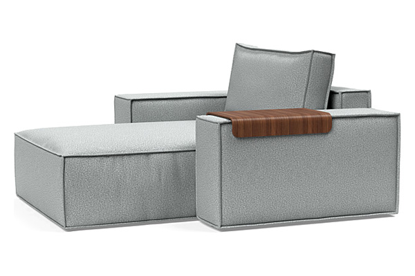 Innovation Living Newilla Lounger Chair with Wide Arms - 538 Melange Light Grey