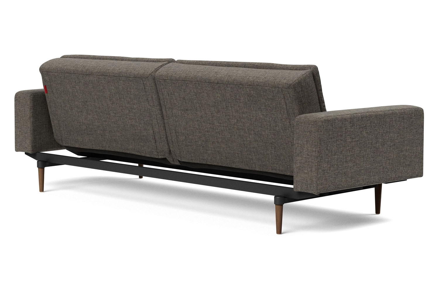 Innovation Living Dublexo Styletto Sofa Bed Dark Wood with Arms - 216 Flashtex Dark Gray