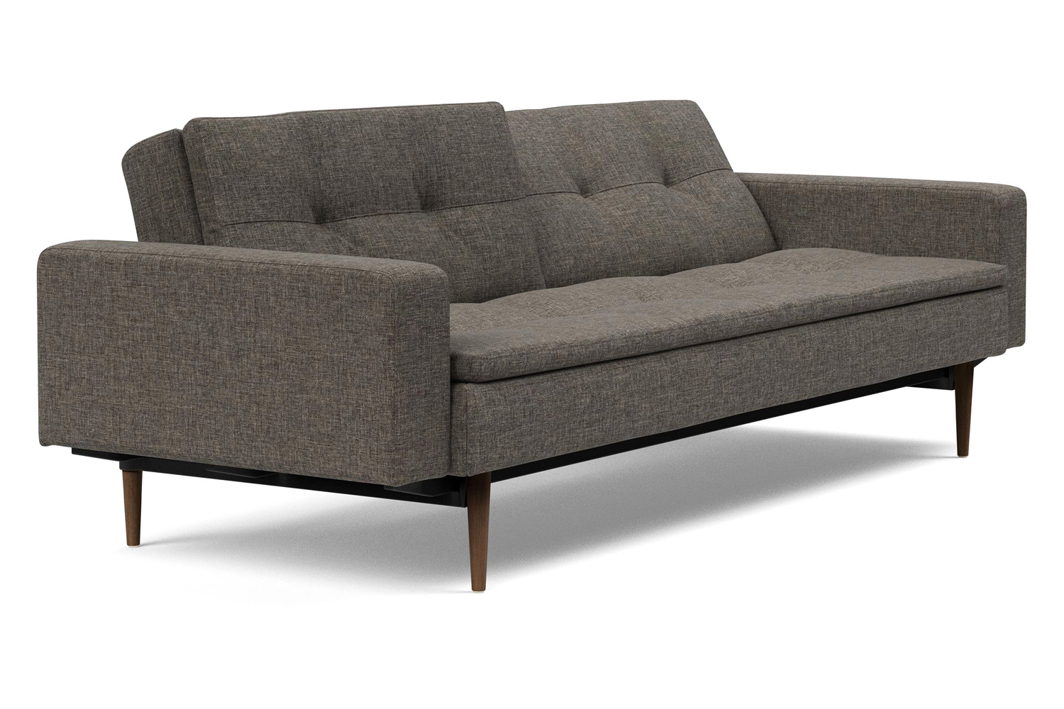 Innovation Living Dublexo Styletto Sofa Bed Dark Wood with Arms - 216 Flashtex Dark Gray