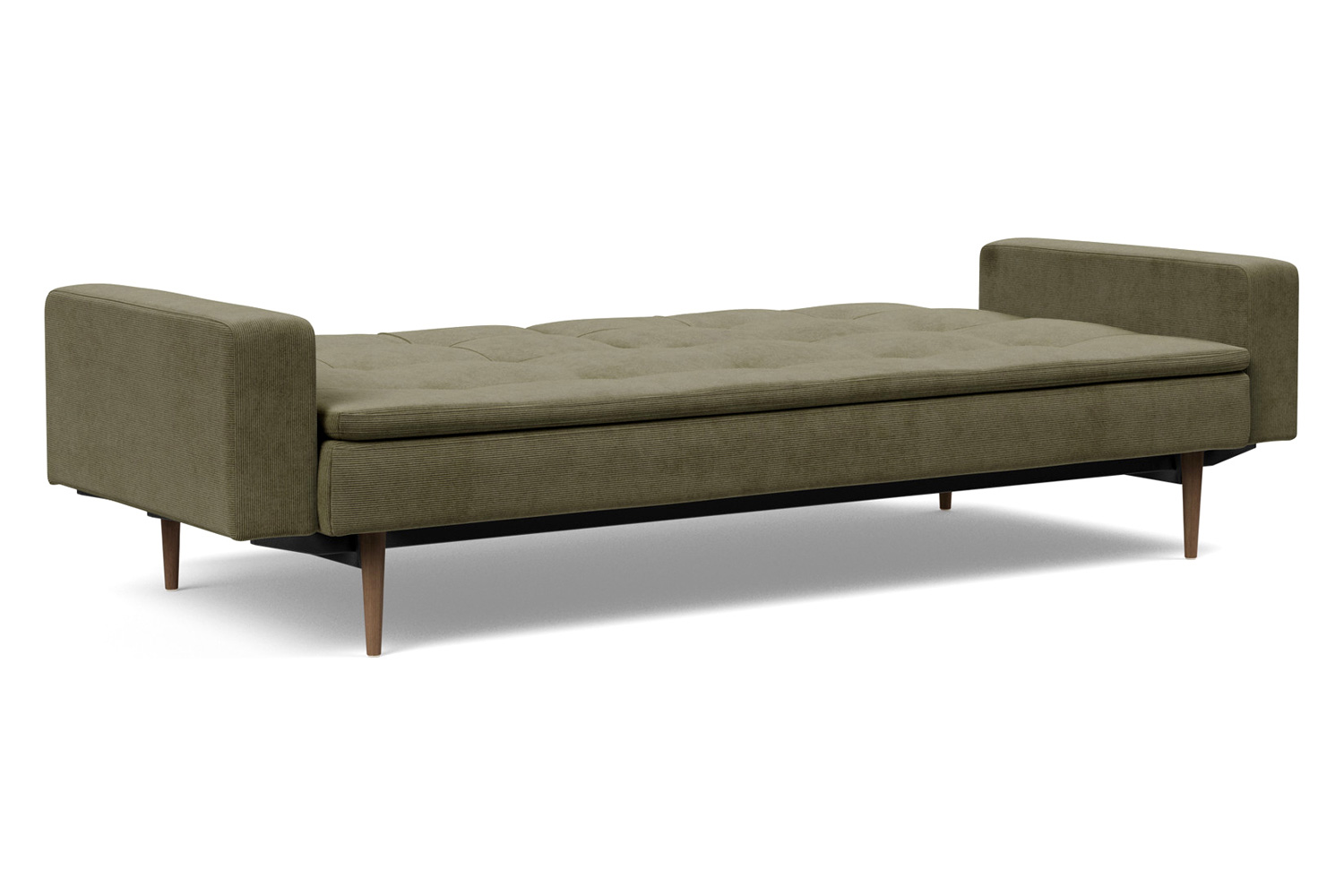 Innovation Living Dublexo Styletto Sofa Bed Dark Wood with Arms - 316 Cordufine Pine Green