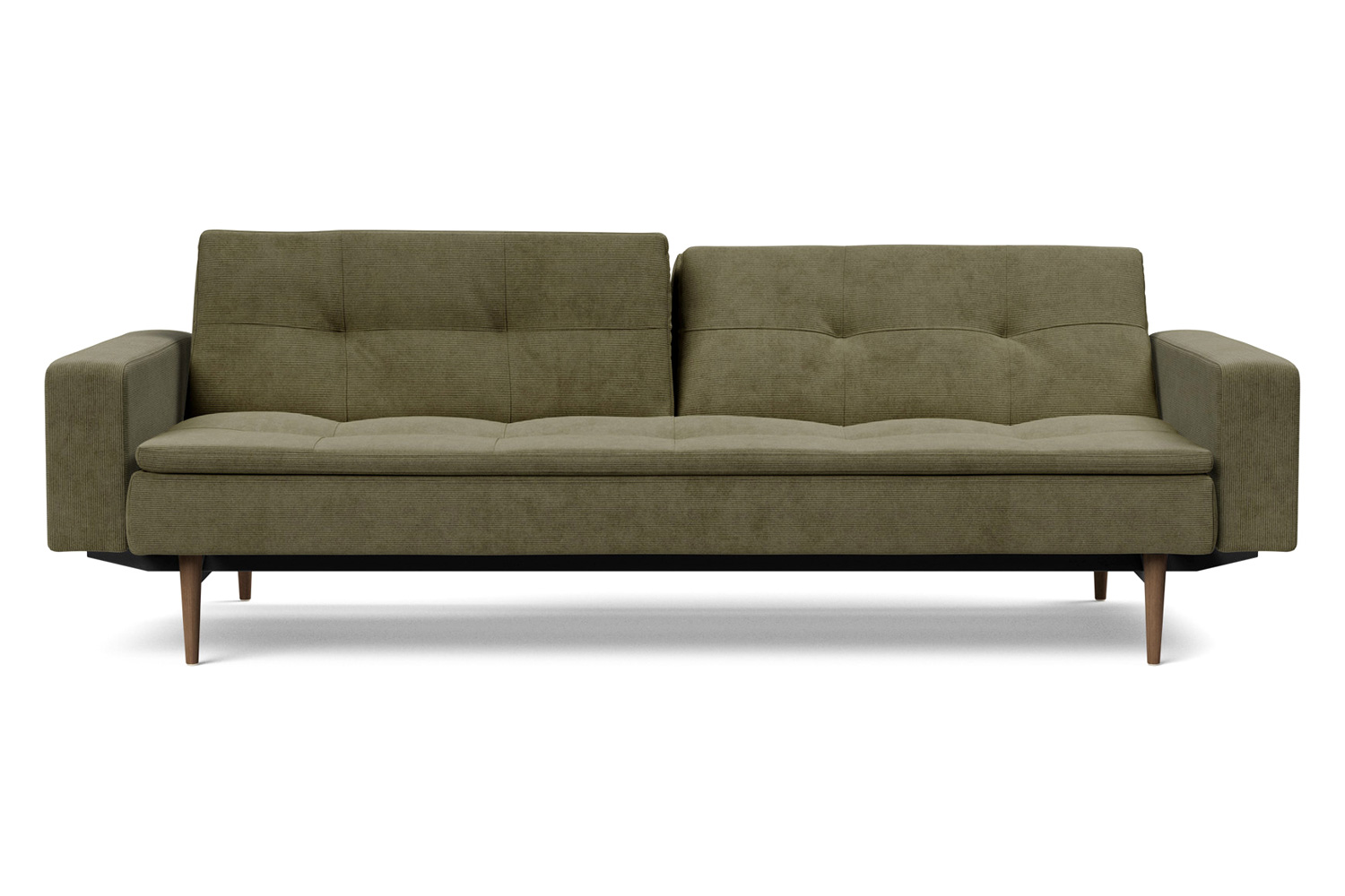 Innovation Living Dublexo Styletto Sofa Bed Dark Wood with Arms - 316 Cordufine Pine Green