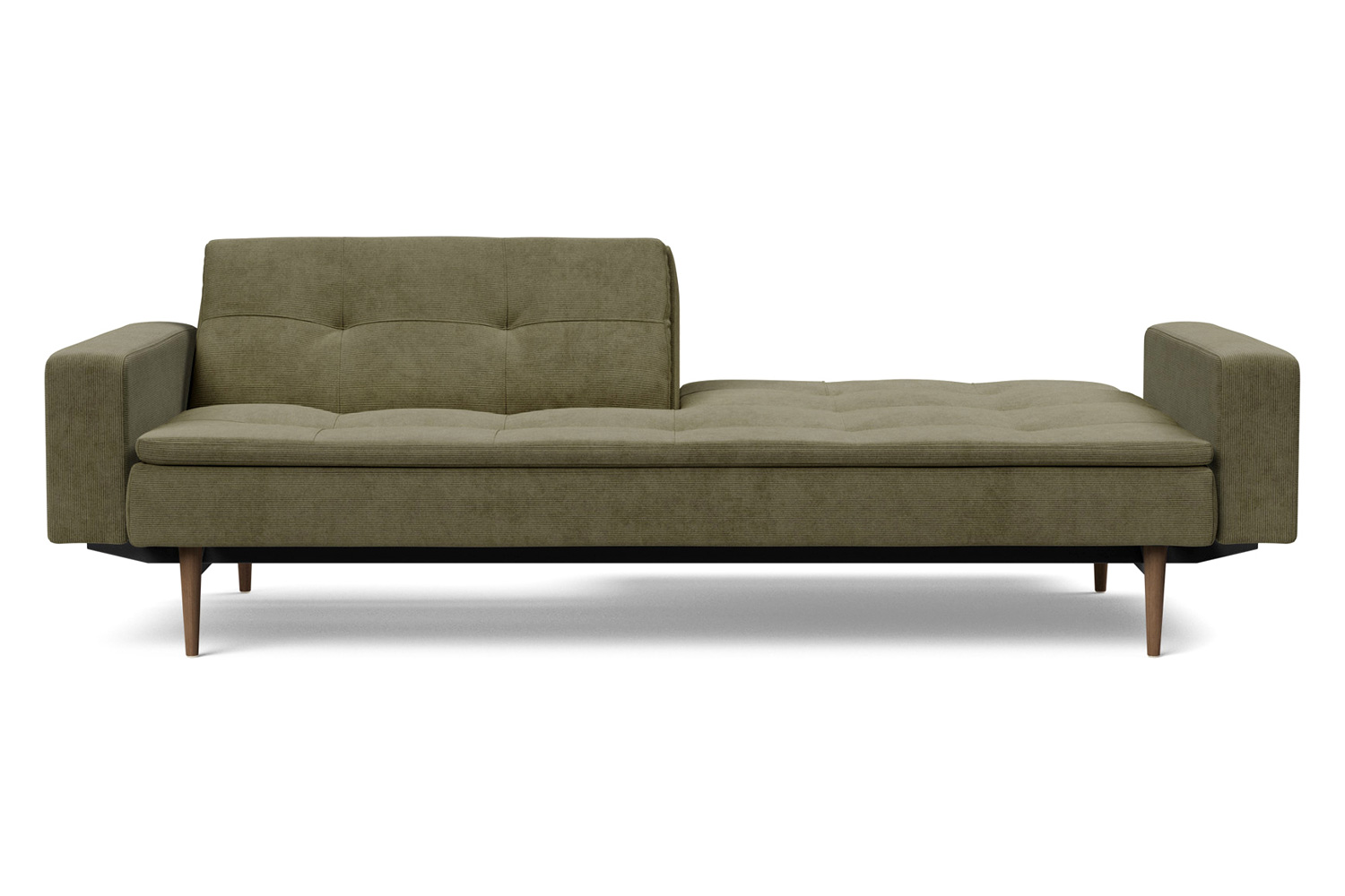 Innovation Living Dublexo Styletto Sofa Bed Dark Wood with Arms - 316 Cordufine Pine Green