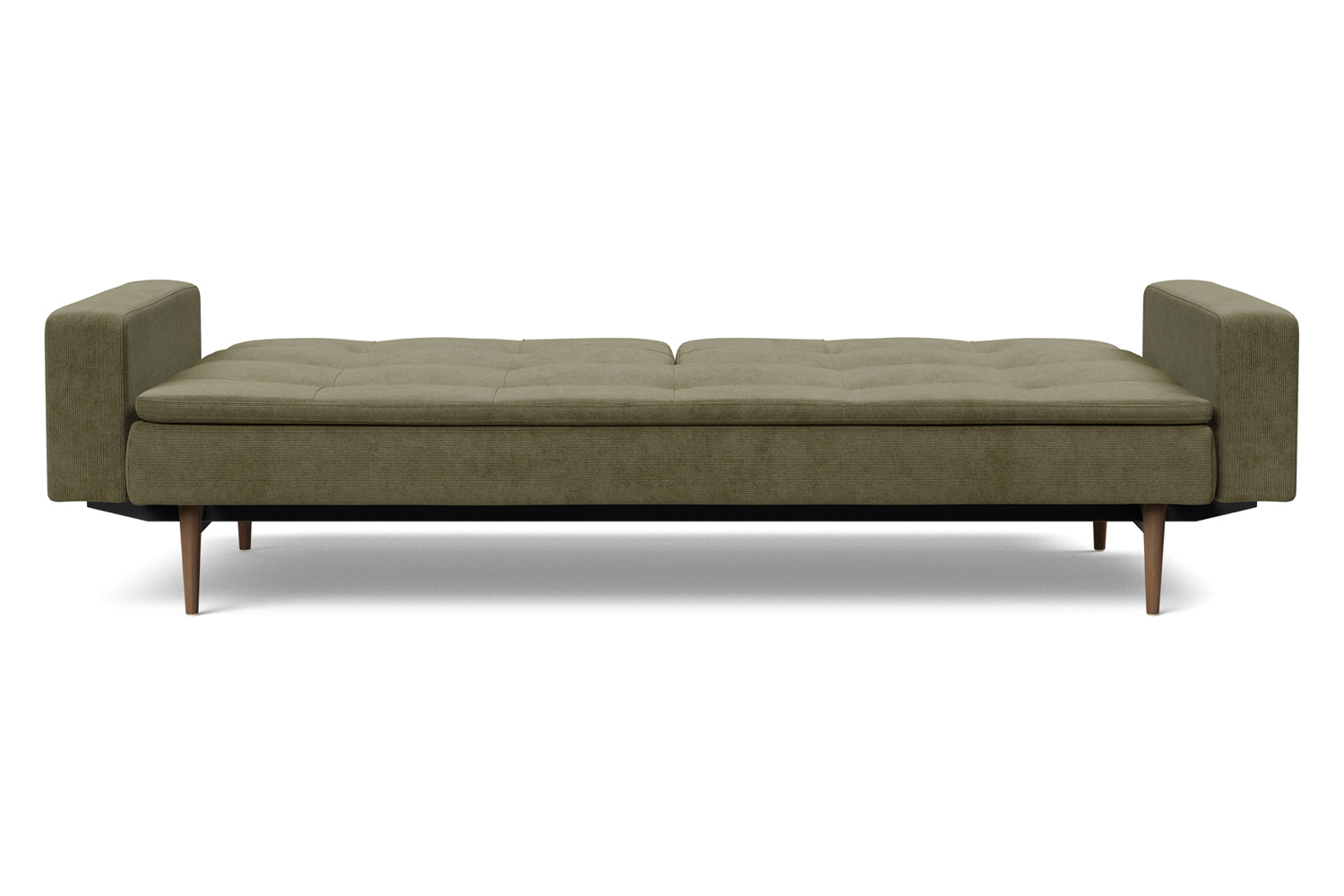 Innovation Living Dublexo Styletto Sofa Bed Dark Wood with Arms - 316 Cordufine Pine Green