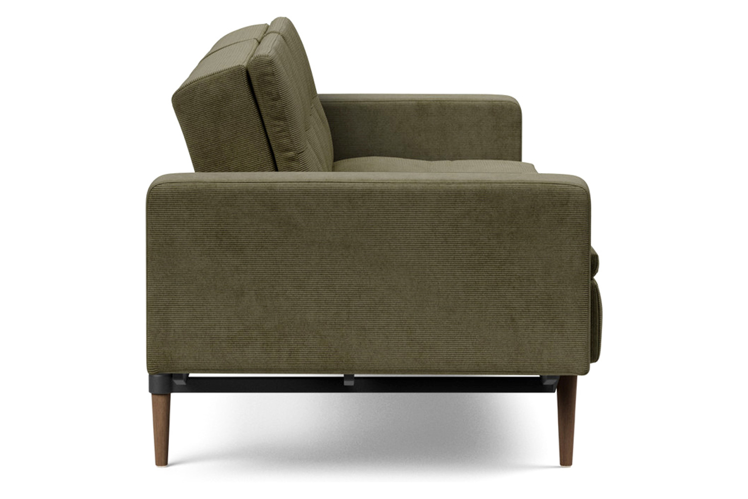 Innovation Living Dublexo Styletto Sofa Bed Dark Wood with Arms - 316 Cordufine Pine Green