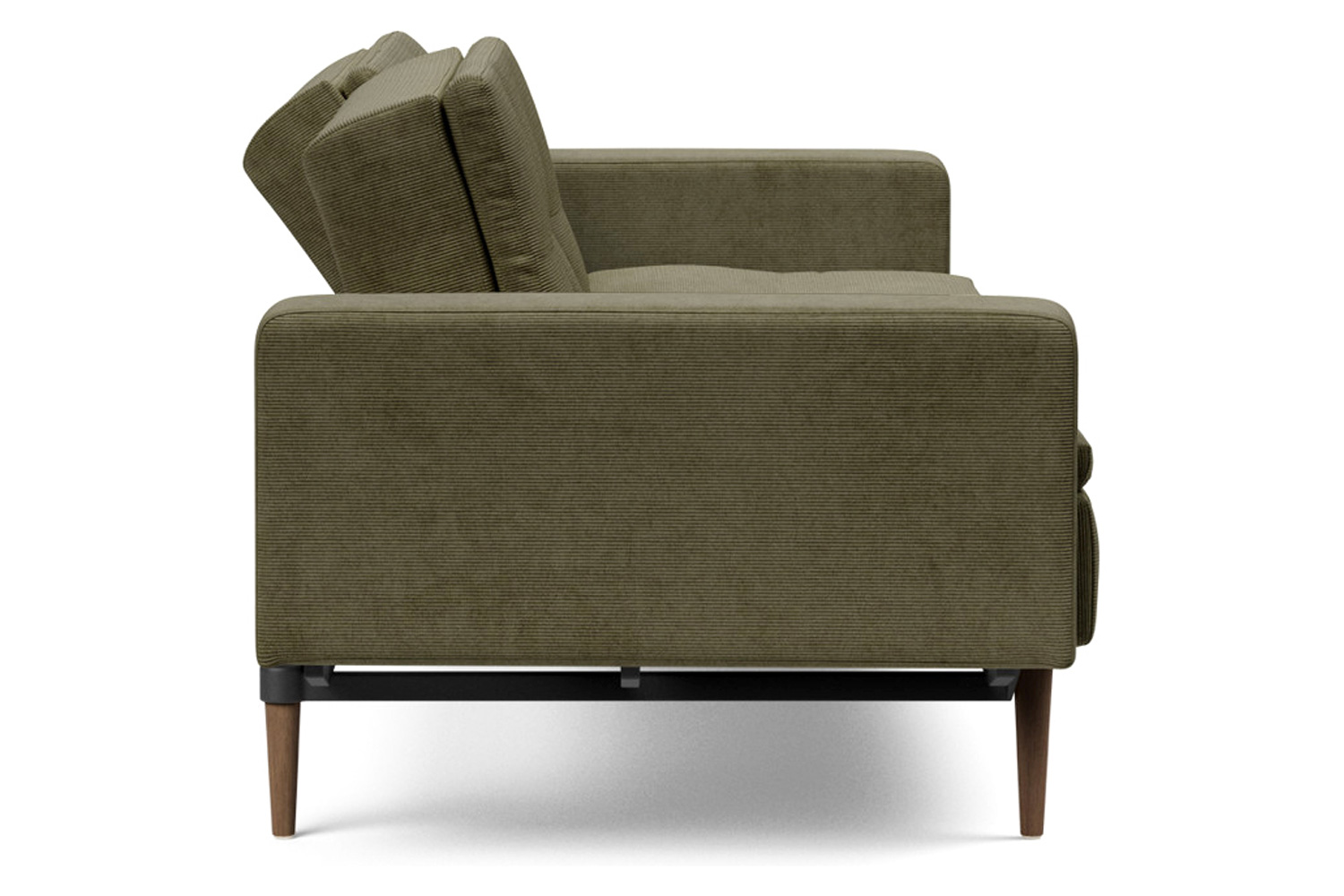 Innovation Living Dublexo Styletto Sofa Bed Dark Wood with Arms - 316 Cordufine Pine Green