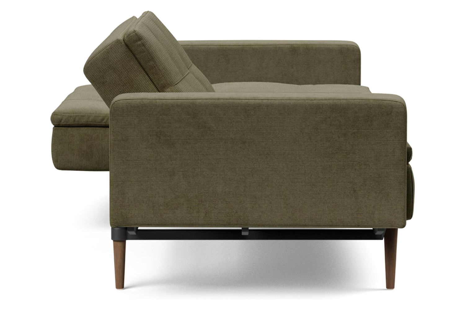 Innovation Living Dublexo Styletto Sofa Bed Dark Wood with Arms - 316 Cordufine Pine Green