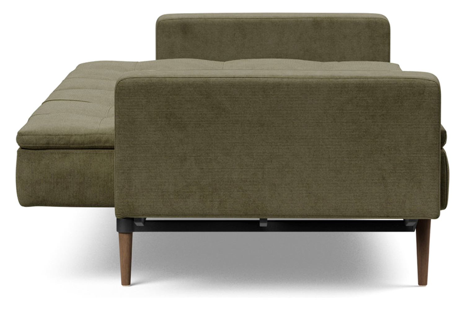 Innovation Living Dublexo Styletto Sofa Bed Dark Wood with Arms - 316 Cordufine Pine Green