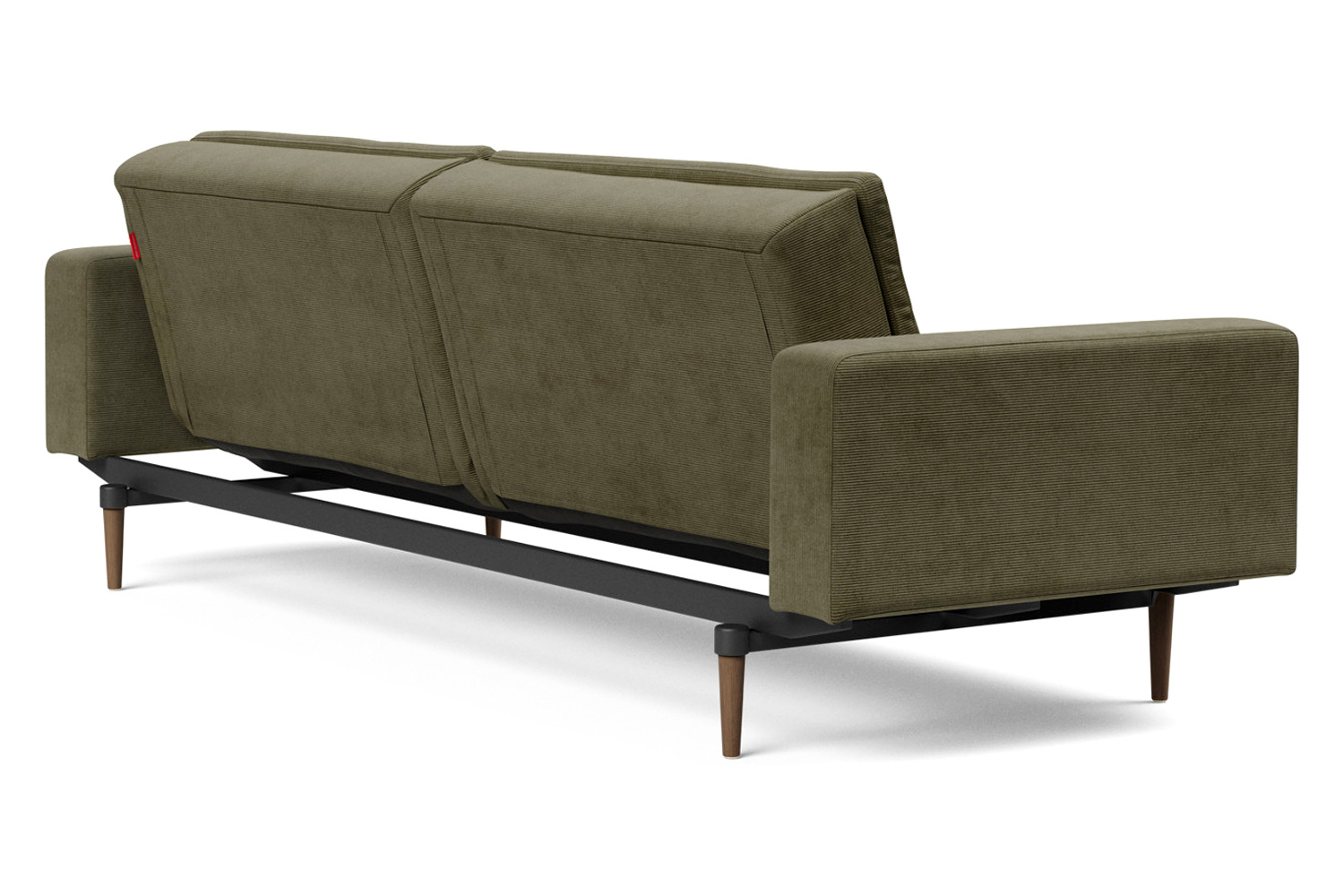 Innovation Living Dublexo Styletto Sofa Bed Dark Wood with Arms - 316 Cordufine Pine Green