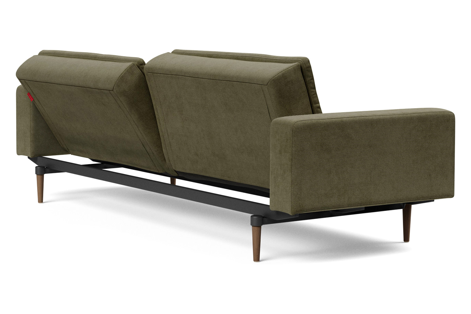 Innovation Living Dublexo Styletto Sofa Bed Dark Wood with Arms - 316 Cordufine Pine Green