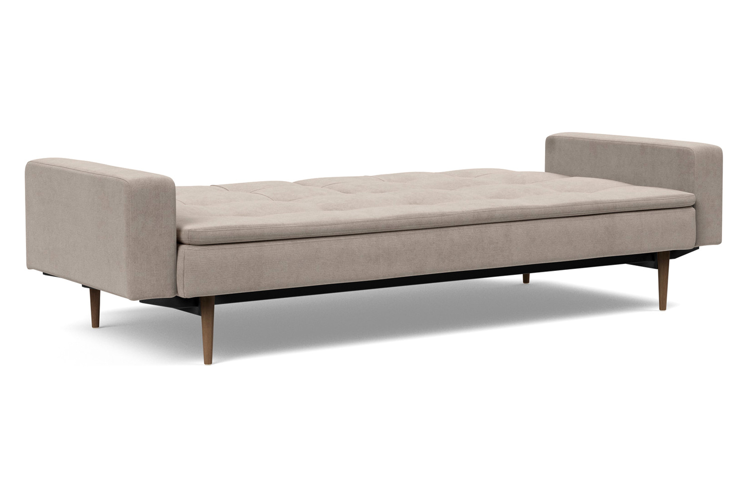 Innovation Living Dublexo Styletto Sofa Bed Dark Wood with Arms - 318 Cordufine Beige