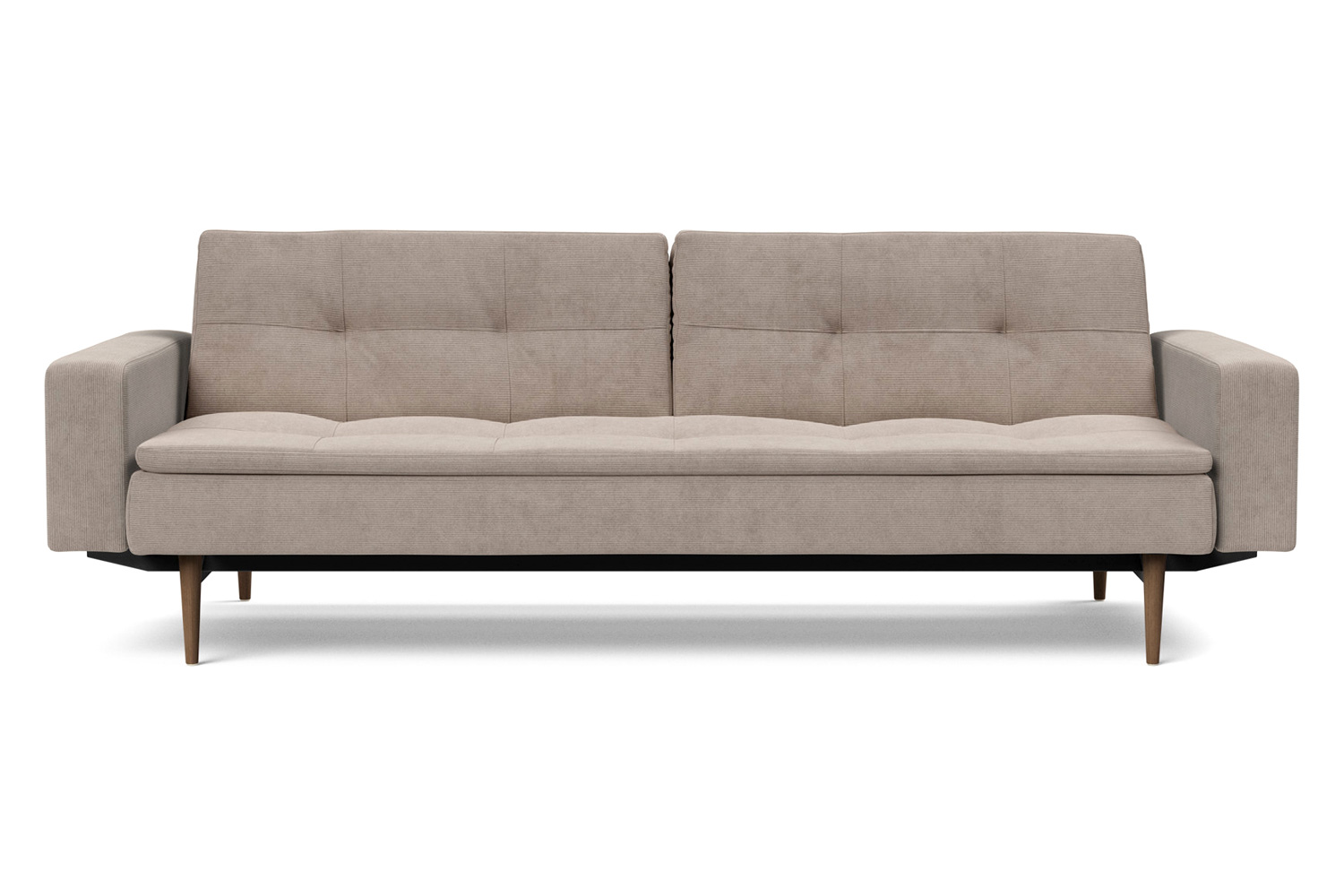 Innovation Living Dublexo Styletto Sofa Bed Dark Wood with Arms - 318 Cordufine Beige