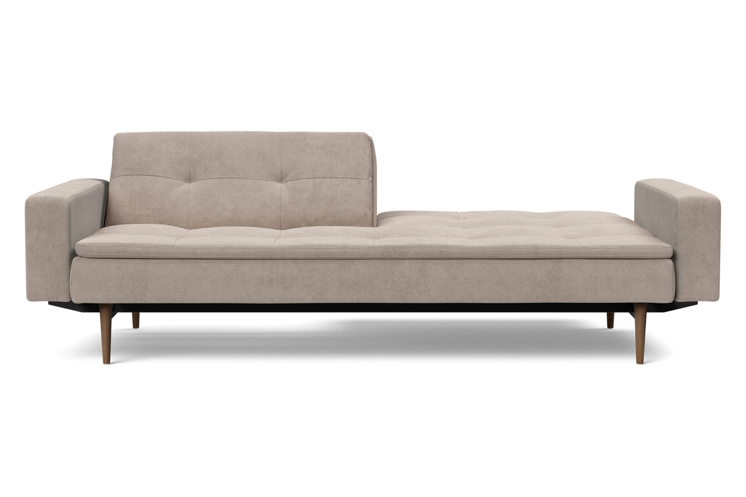 Innovation Living Dublexo Styletto Sofa Bed Dark Wood with Arms - 318 Cordufine Beige