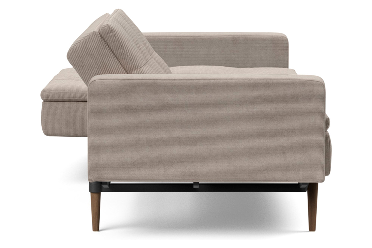 Innovation Living Dublexo Styletto Sofa Bed Dark Wood with Arms - 318 Cordufine Beige