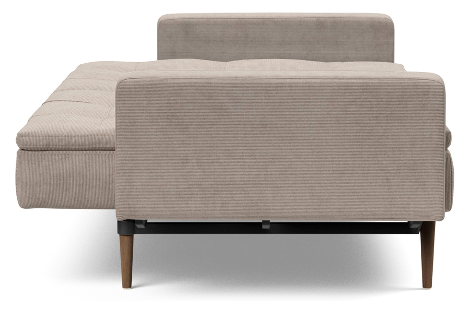 Innovation Living Dublexo Styletto Sofa Bed Dark Wood with Arms - 318 Cordufine Beige