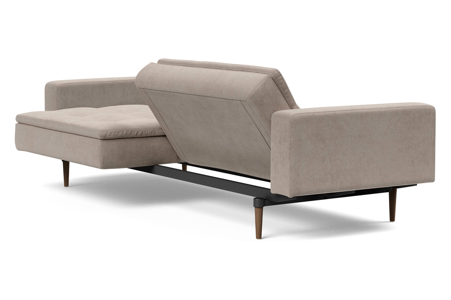 Innovation Living Dublexo Styletto Sofa Bed Dark Wood with Arms - 318 Cordufine Beige