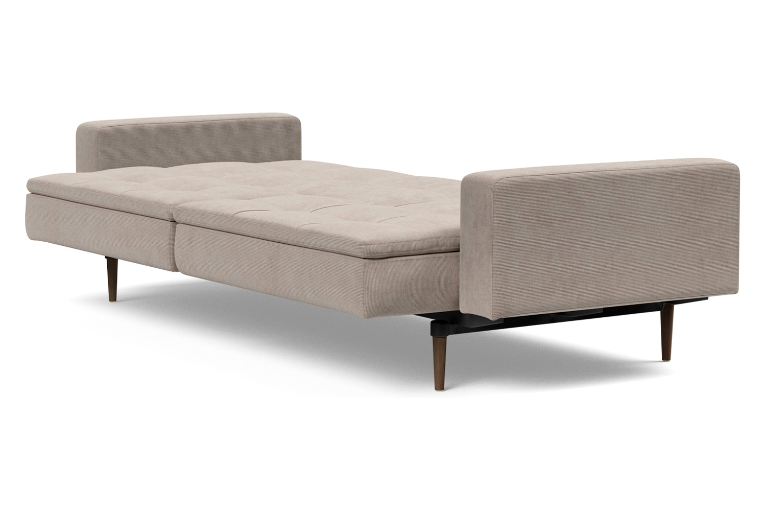 Innovation Living Dublexo Styletto Sofa Bed Dark Wood with Arms - 318 Cordufine Beige