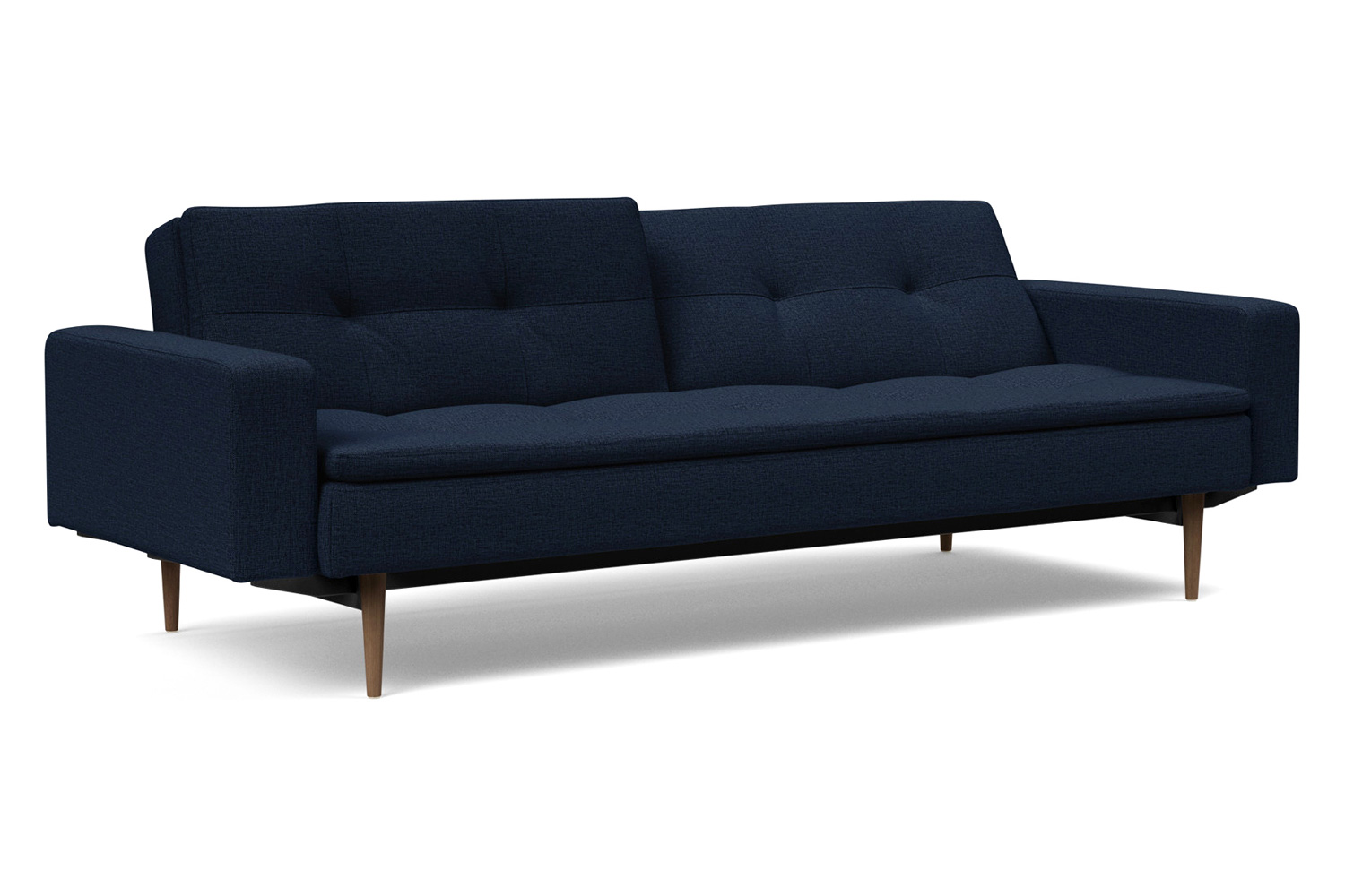 Innovation Living Dublexo Styletto Sofa Bed Dark Wood with Arms - 528 Mixed Dance Blue