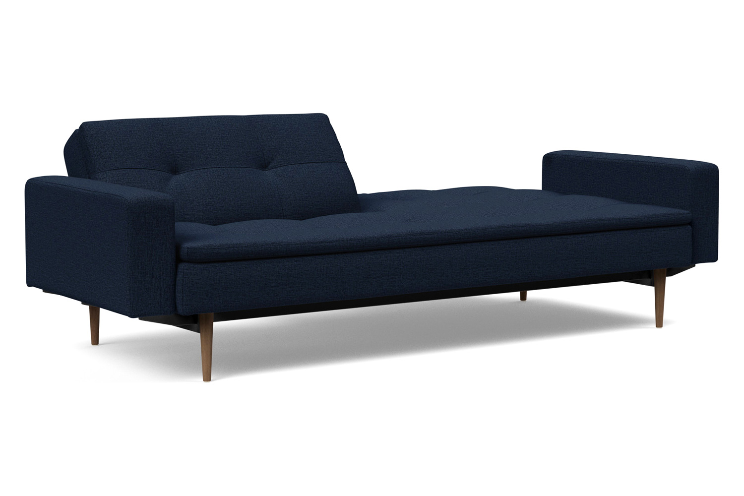 Innovation Living Dublexo Styletto Sofa Bed Dark Wood with Arms - 528 Mixed Dance Blue