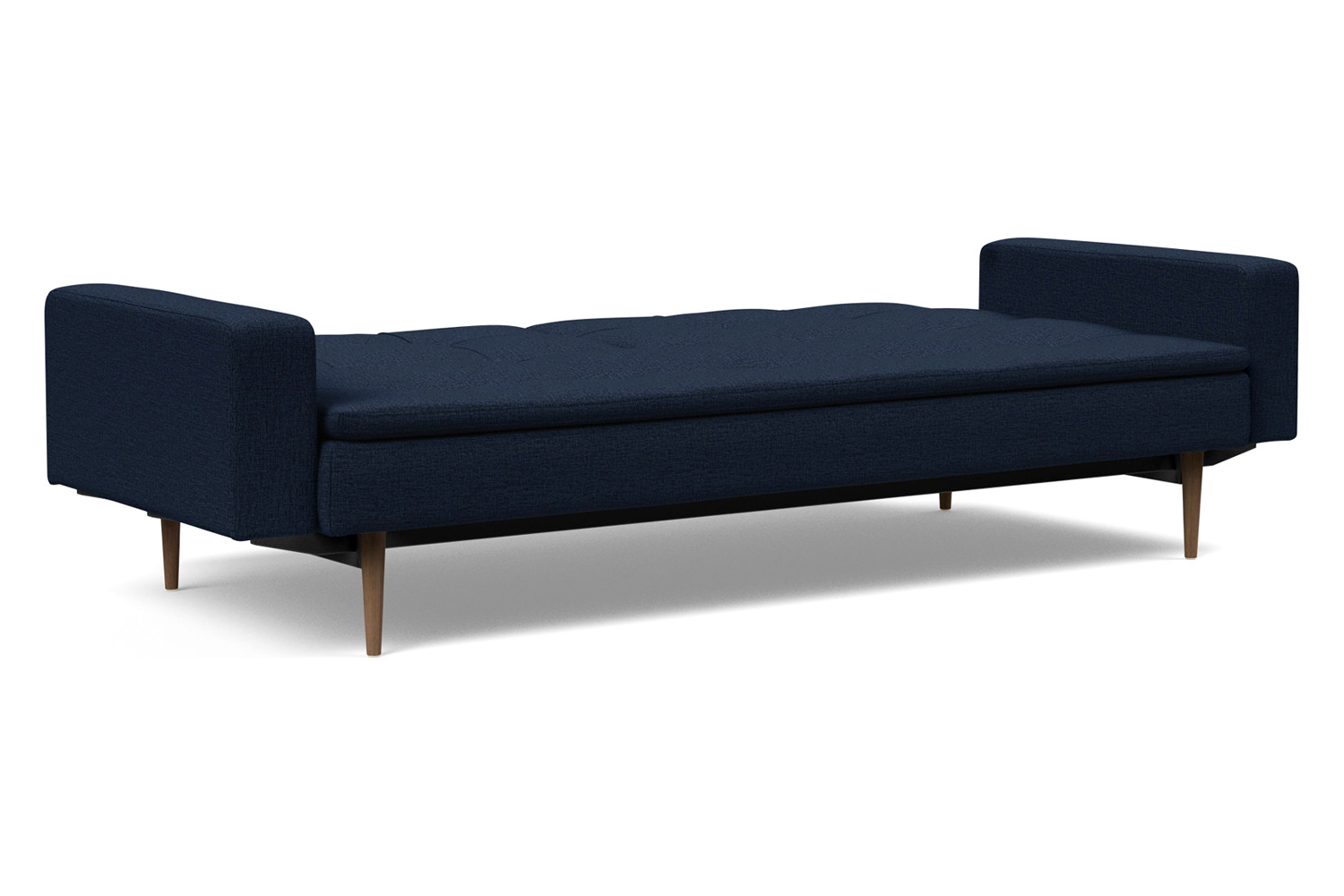 Innovation Living Dublexo Styletto Sofa Bed Dark Wood with Arms - 528 Mixed Dance Blue