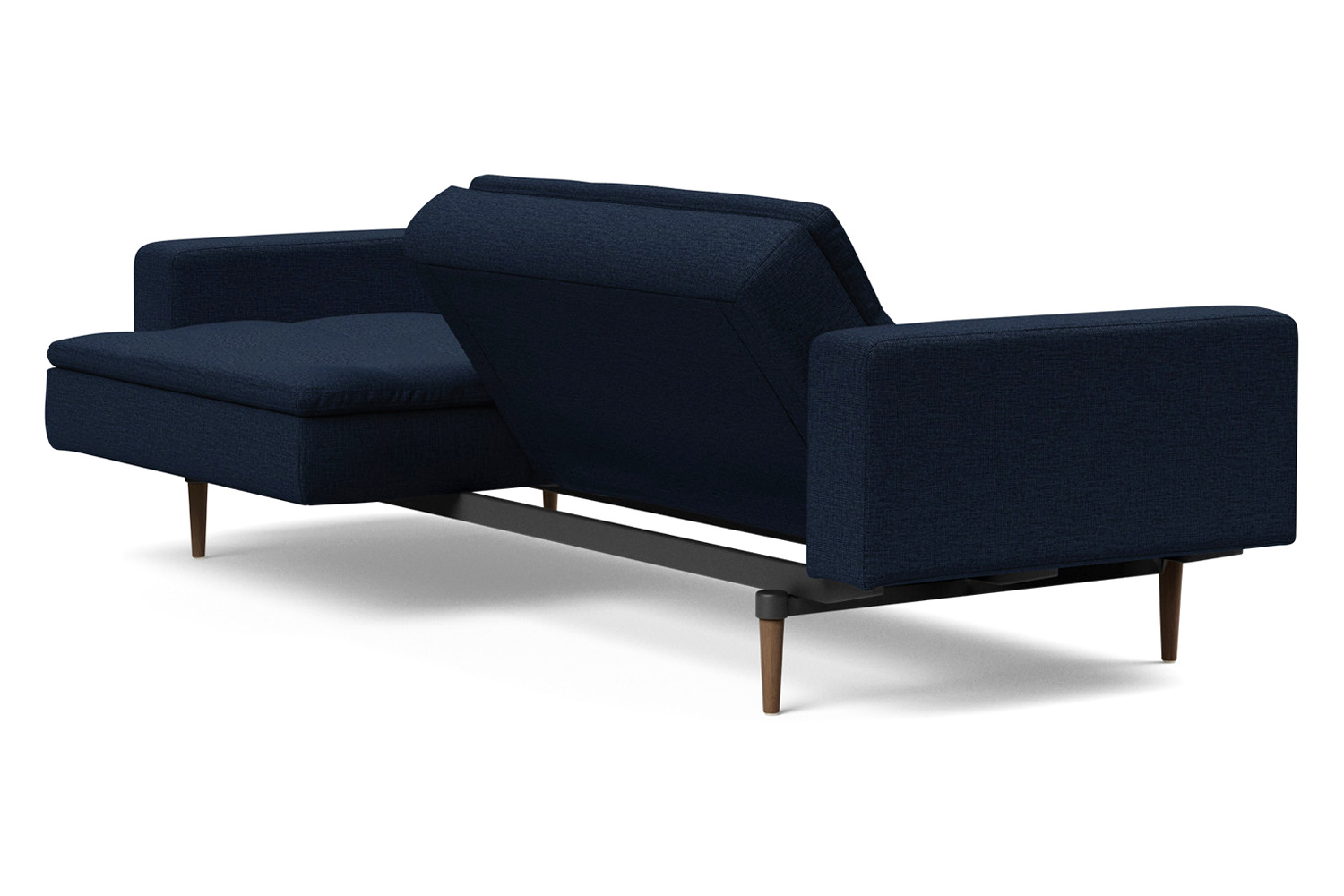 Innovation Living Dublexo Styletto Sofa Bed Dark Wood with Arms - 528 Mixed Dance Blue