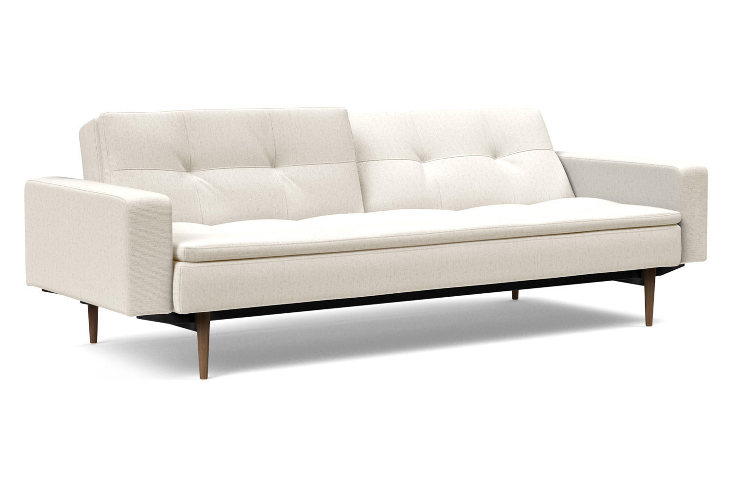 Innovation Living Dublexo Styletto Sofa Bed Dark Wood with Arms - 531 Bouclé Off White