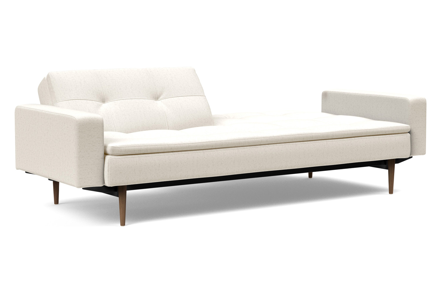 Innovation Living Dublexo Styletto Sofa Bed Dark Wood with Arms - 531 Bouclé Off White