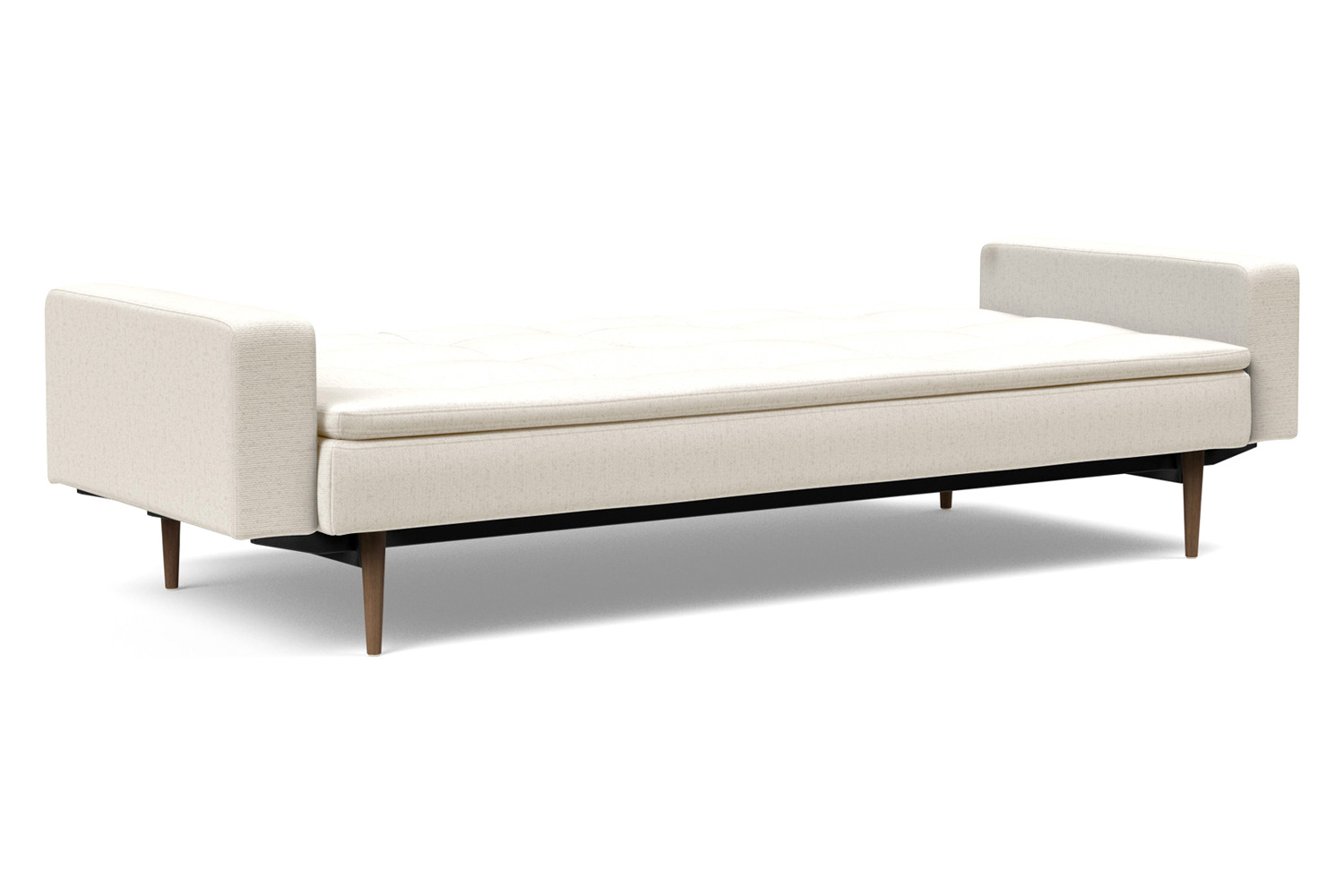 Innovation Living Dublexo Styletto Sofa Bed Dark Wood with Arms - 531 Bouclé Off White