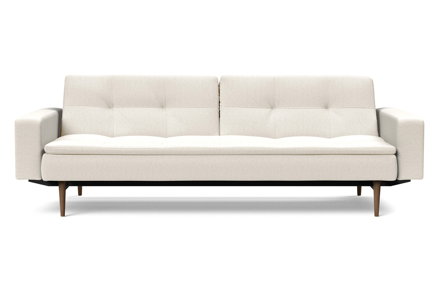 Innovation Living Dublexo Styletto Sofa Bed Dark Wood with Arms - 531 Bouclé Off White