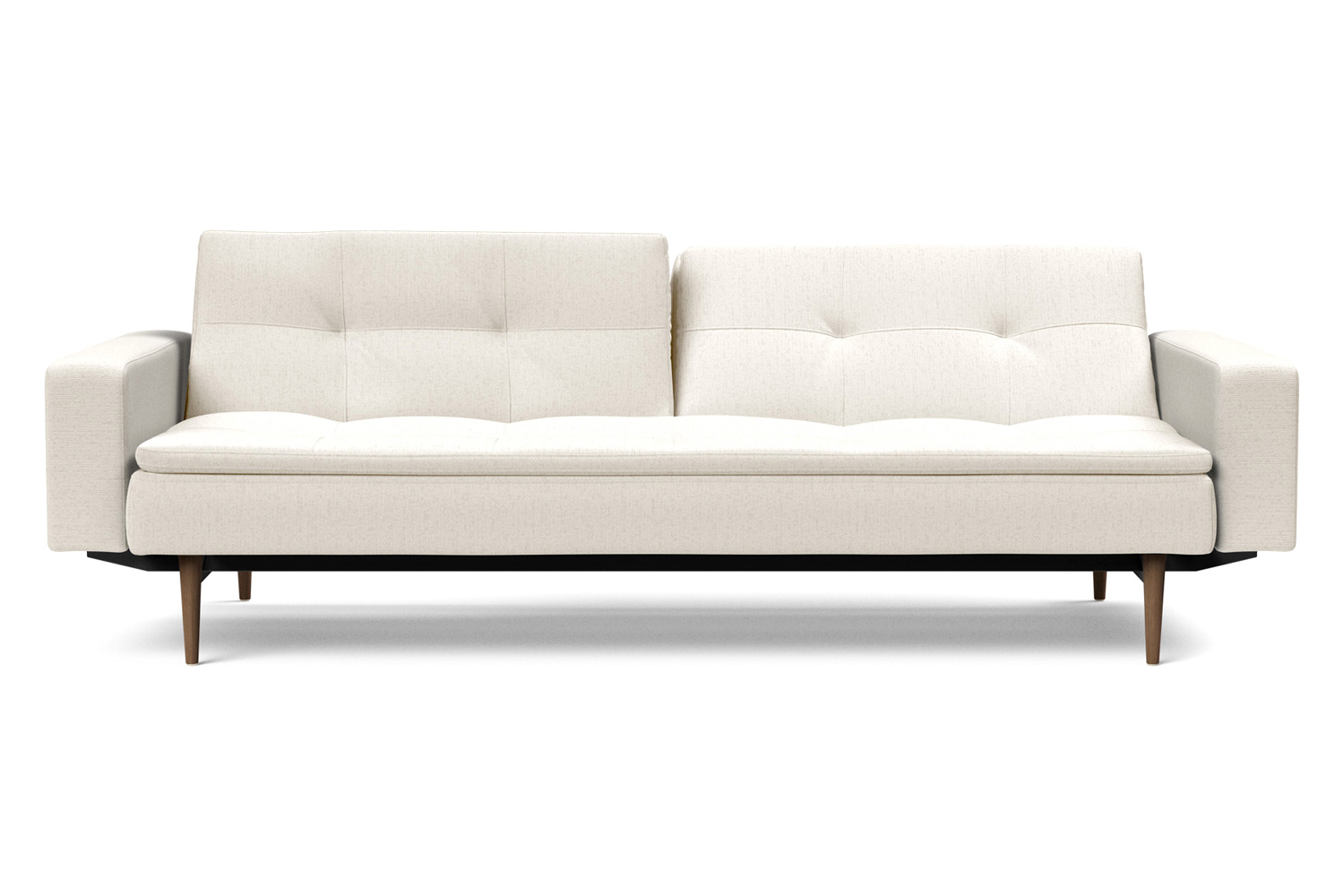 Innovation Living Dublexo Styletto Sofa Bed Dark Wood with Arms - 531 Bouclé Off White