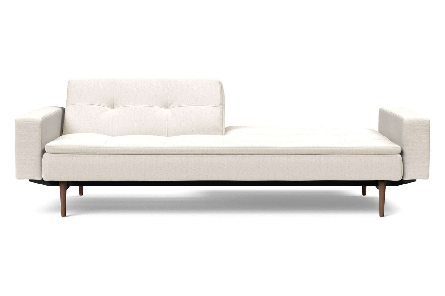 Innovation Living Dublexo Styletto Sofa Bed Dark Wood with Arms - 531 Bouclé Off White