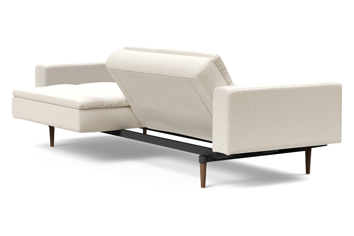 Innovation Living Dublexo Styletto Sofa Bed Dark Wood with Arms - 531 Bouclé Off White